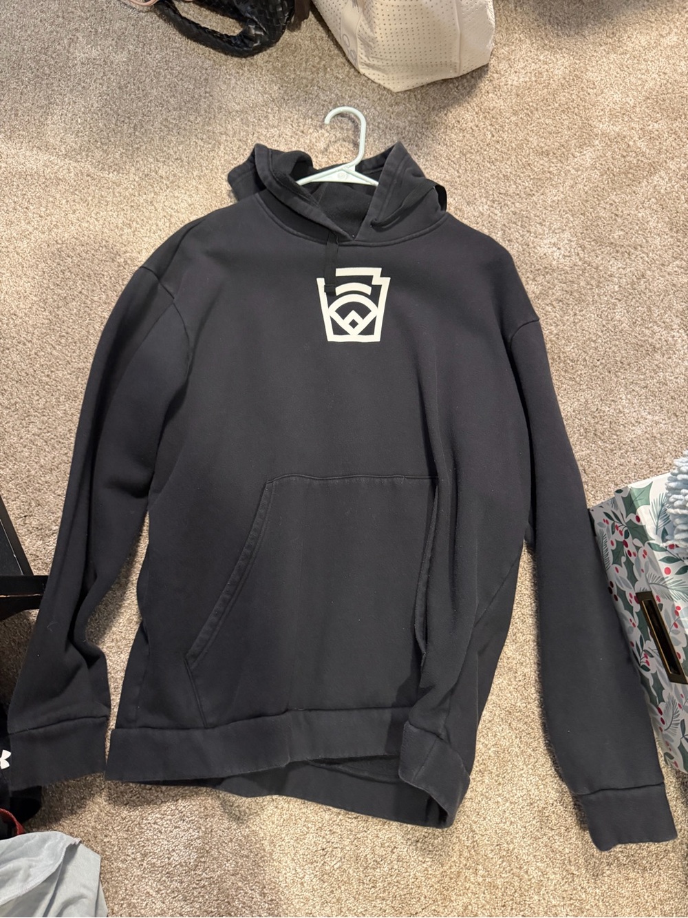 adidas Black Hoodie with White little league Chest Logo